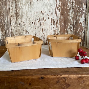 Vintage Wooden Berry Baskets Set of 2