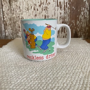 Vintage Jim Benton Golf Mug: Reckless Driver Gag Gift