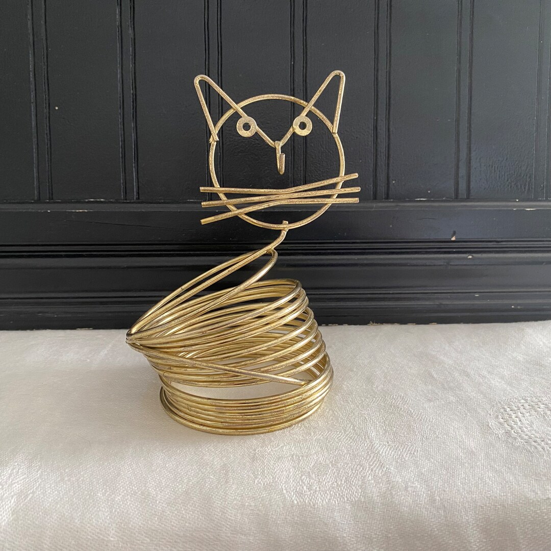 Vintage Coil Wire Cat Letter Holder Etsy