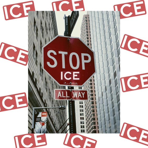 Jumbo Anti ICE sticker pack Stop Sign sticker Abolish ICE Anti Racist stickers Chinga La Migra No one is illegal F*ck Ice sticker Anti nazi