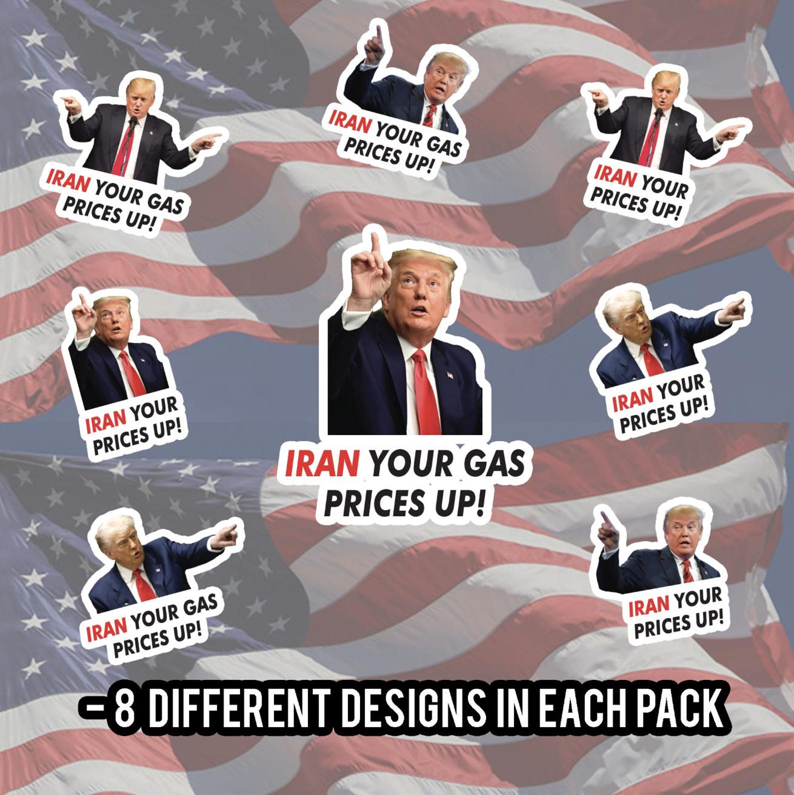 100 Pc IRAN Your Gas Prices up Sticker Pack I Did That Trump Sticker ...