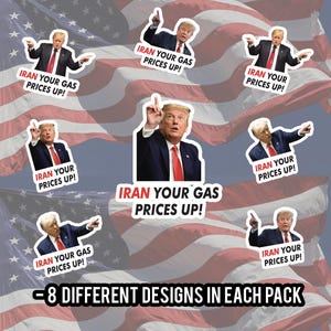 Paquete de 100 pegatinas de Irán con precios de gasolina más altos. Yo hice esa pegatina de Trump. Pegatinas anti-Trump. Pegatina de gasolinera Trump. Pegatina de inflación Trump.