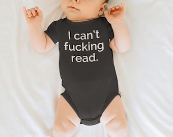Prezent dla dziecka, żartobliwy kombinezon, prezent dla rodzica, body dla dziecka, kurwa, nie mogę czytać, prezent na baby shower, śmieszna koszulka na święta Bożego Narodzenia, prezent dla nowych rodziców