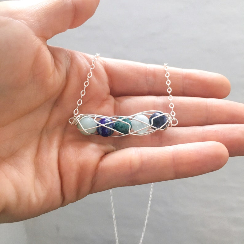 Thyroid Support Crystal Necklace Hormone Balance Gems Spiral Gem Necklace Gift for Her Under 50 Throat Chakra Jewelry