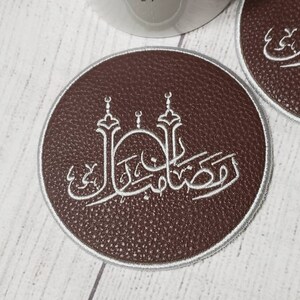 Embroided Ramadan Leather CoastersSet of 2 Ramadan CoastersRamadan Gifts Islamic GiftsPersonalized CoastersMuslim GiftsRamadan Decor image 5