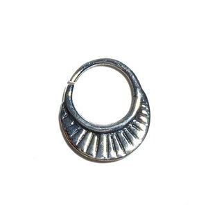 Unique septum ring in silver, engraved septum jewelry for her