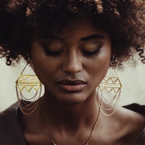 Vergoldete Berber Ohrringe, Tribal Boho ethnischen Schmuck