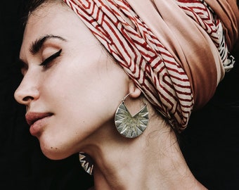 African big sun hoop earrings in silver, Tribal ear weights, Tuareg inspired Statement earrings by black owned shop