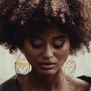 Vergoldete Messing Ohrringe, Berber Tribal Ohrhänger