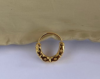 Gold septum ring, Tribal Tuareg men nose ring, unisex septum jewelry, gold plated daith jewelry gift for him