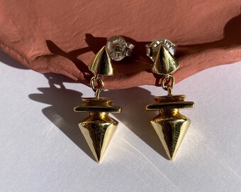 Pendientes de espiga de oro, aretes colgantes estéticos, regalo de aretes tuareg minimalistas para ella