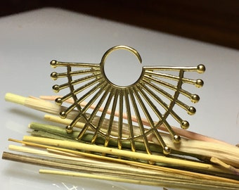 Statement huggie earrings in brass,  sun spike hoop earrings, Minimalistic large hoops