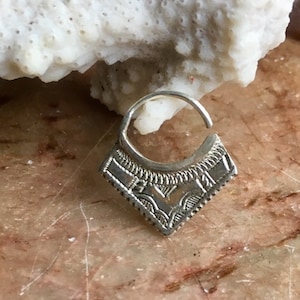 Triangle septum ring, Tuareg engraved septum jewelry gift