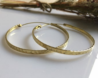 Big Aesthetic brass hoop earrings - Hammered statement African earrings -  Black owned African jewelry