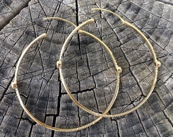 Large hoop earrings, Big gemstone hoops, Delicate thin Amethyst earrings, Aesthetic Rhodolite garnet or black spinel in gold plated brass