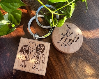 Personalised Children’s Drawing Keyring | Double sided