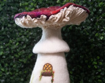 Whimsical Mushroom Soft Wool Sculpture needle felted gift