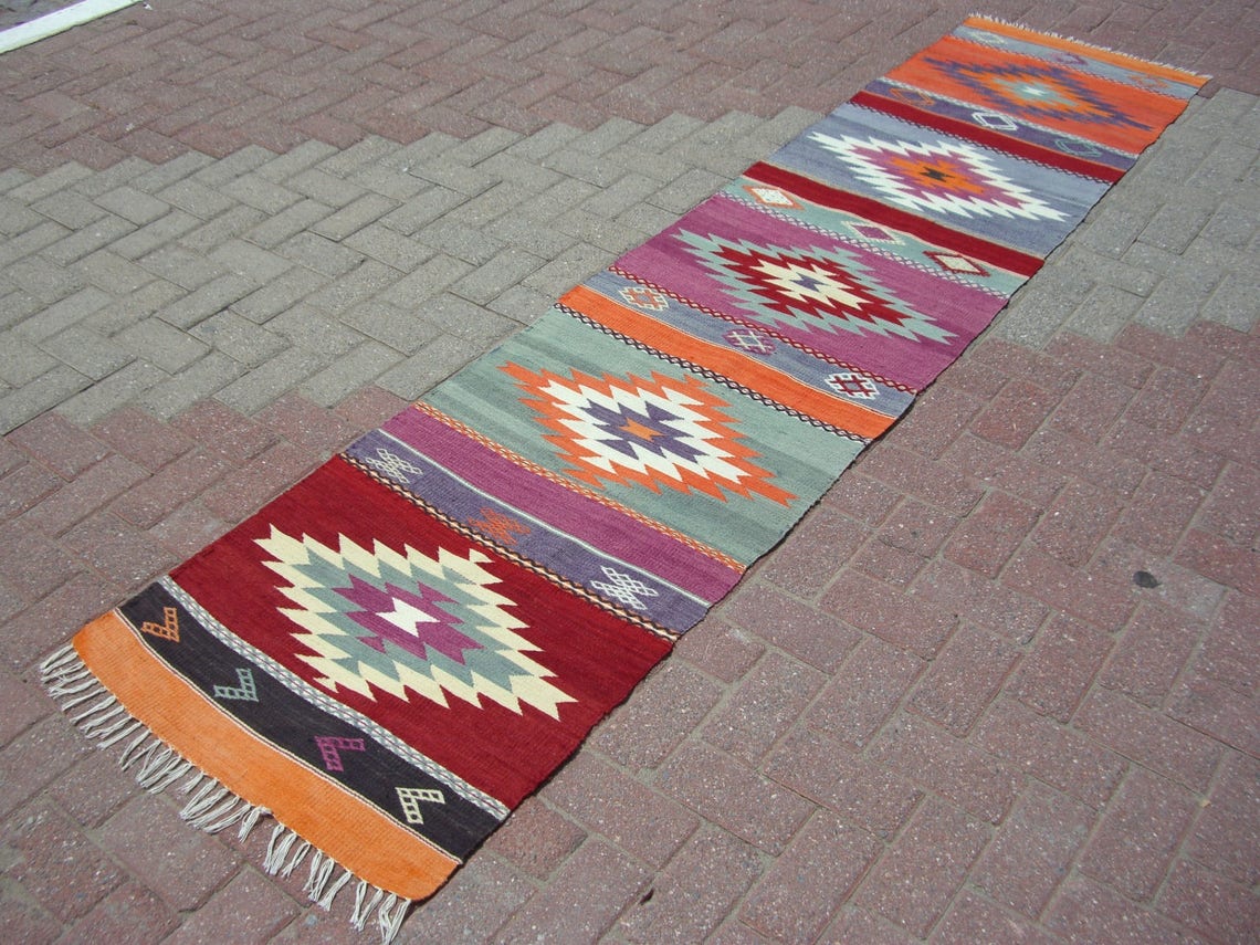 Kilim Runner Rug Vintage Turkish Kilim Runner Rug Runner Etsy