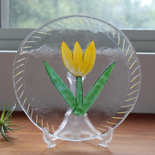 Kosta Boda Yellow Tulip Glass Plate