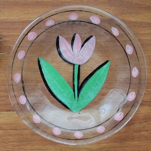 Kosta Boda Pink Tulip Glass Plate