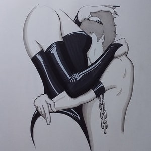 Home, where you belong. Dominatrix Femdom Fetish illustration. FREE POSTAGE image 1