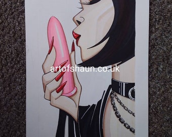 A girl's best friend.  Dominatrix Fetish Kinky original artwork