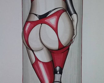 Follow Me to your fetishes. Dominatrix fetish illustration.