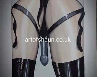 Strapon Submissive. Sexy Fetish Dominatrix illustration