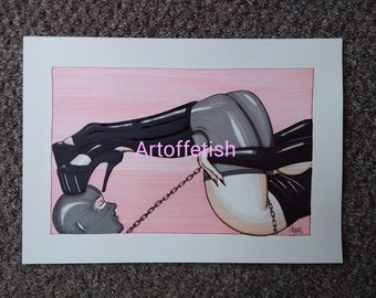 Footstool. Fetish Dominatrix illustration