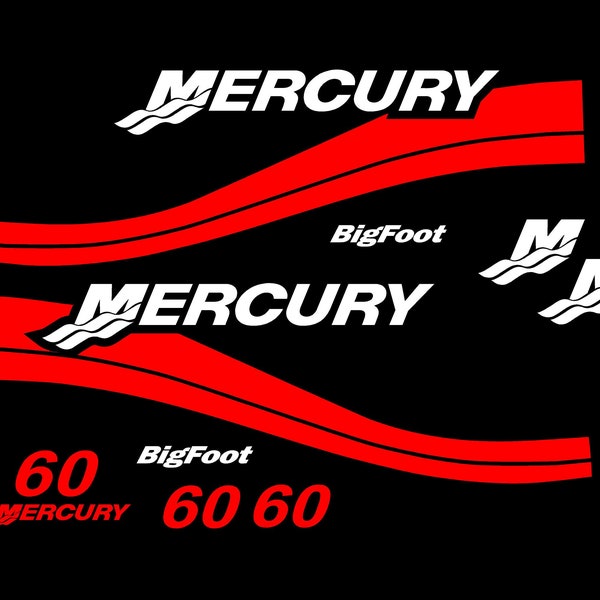 MERCURY 60HP Bigfoot Outboard REMIX Decal Kit Pontoon Fishing Cowling