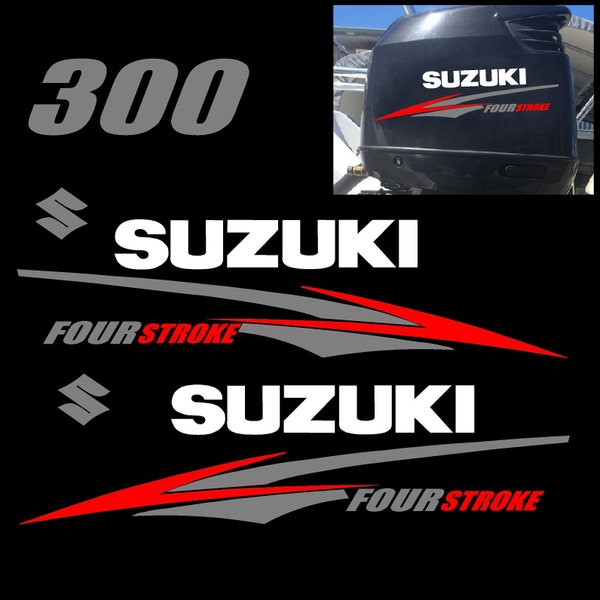 Suzuki 300 HP FourStroke Outboard Decal Kit Replacement Decals REMIX