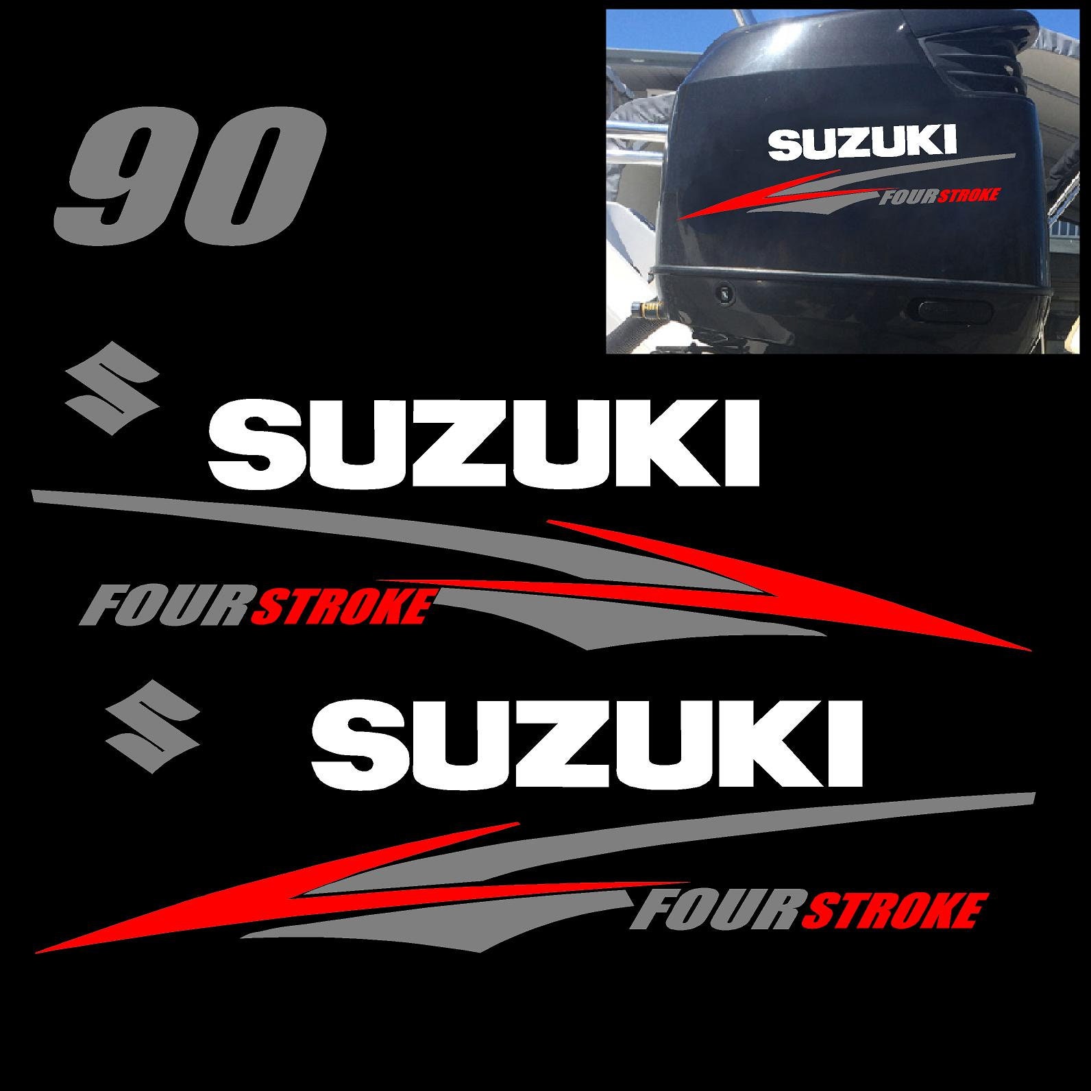 Outboard Engine Replacement DieCut Stickers Suzuki 90HP Four Stroke