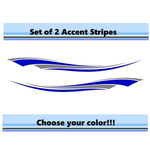 Set of (2) RV Car Truck Pontoon Boat Trailer Side Accent Decals Graphics Stripes ST05