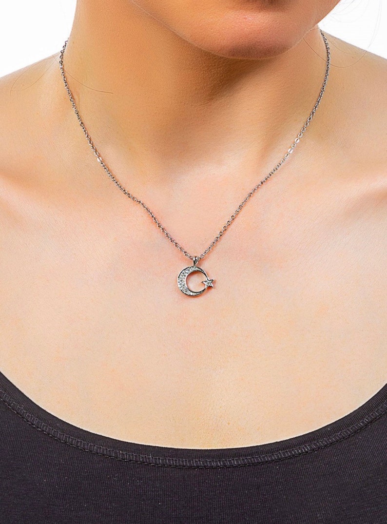 Turkish Flag Necklace Turkish Symbol Moon and Star Figure Etsy
