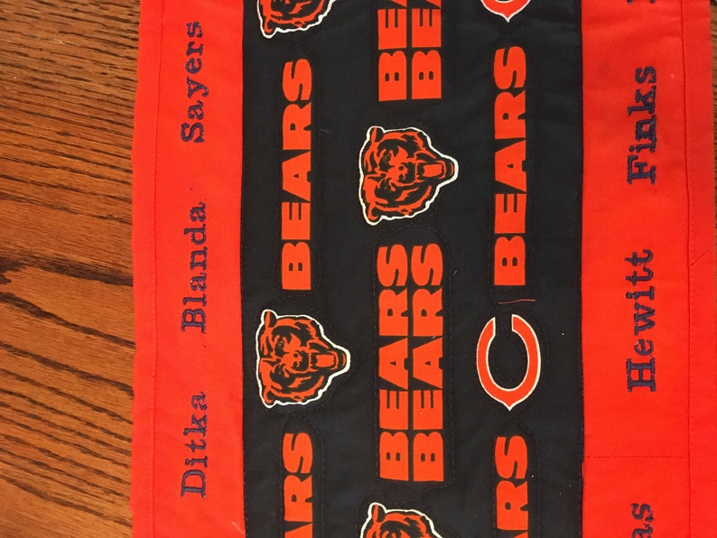 Embroidered and Quilted Table Runner Chicago Bears Hall of Fame