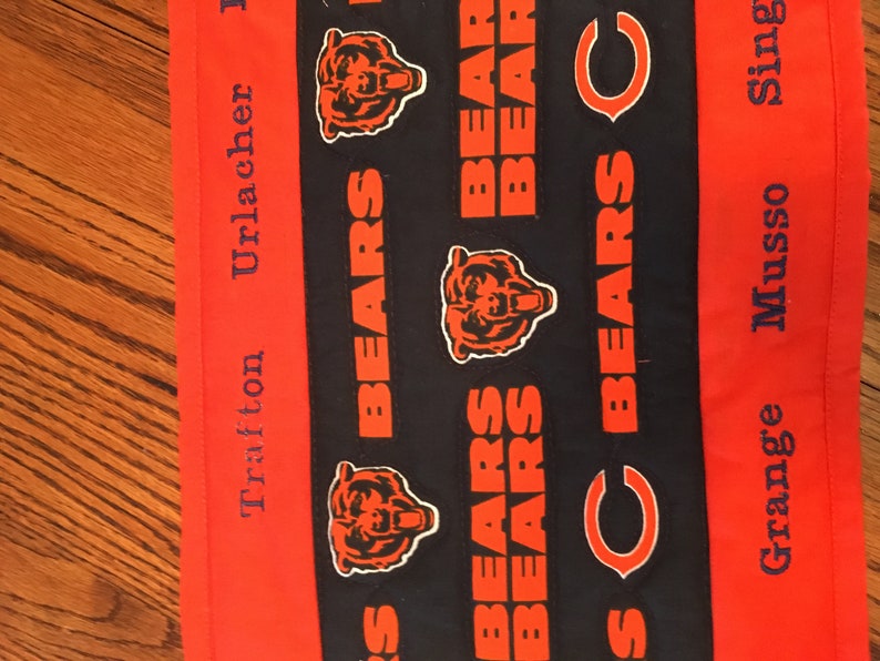 Embroidered and Quilted Table Runner Chicago Bears Hall of Fame