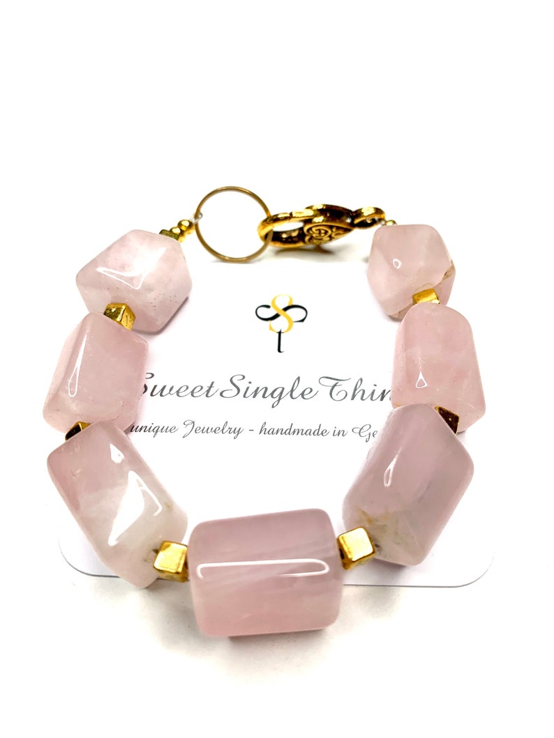 Bracelet bracelet bracelet pearl bracelet rose quartz statement gift gift jewelry jewelry no copy image 4