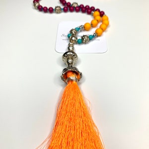 Mala Yoga charm chain style tassel boho hippie ethno jewelry gift gift handmade single item necklace love image 4