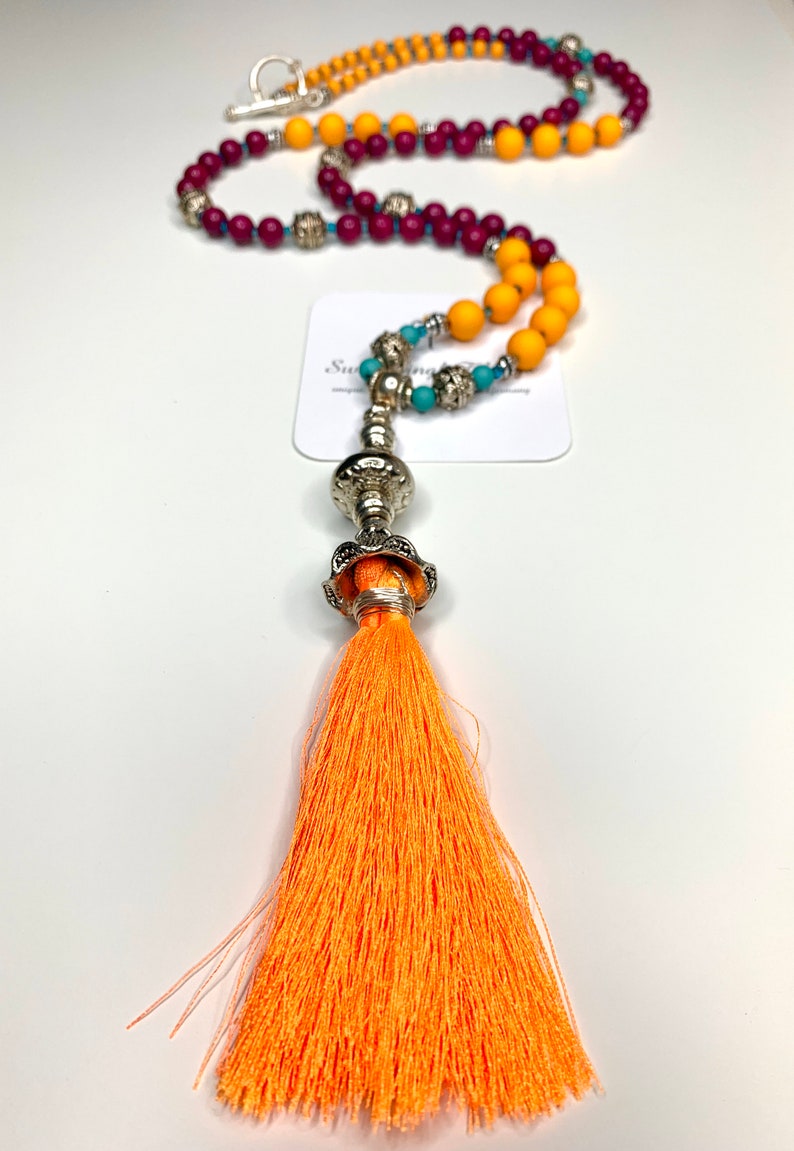 Mala Yoga charm chain style tassel boho hippie ethno jewelry gift gift handmade single item necklace love image 4