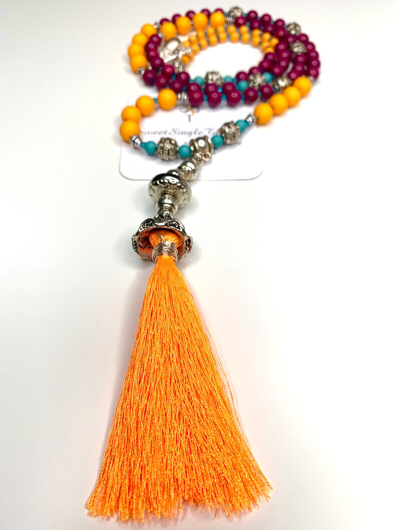 Mala Yoga charm chain style tassel boho hippie ethno jewelry gift gift handmade single item necklace love image 6