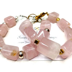 Bracelet bracelet bracelet pearl bracelet rose quartz statement gift gift jewelry jewelry no copy image 7