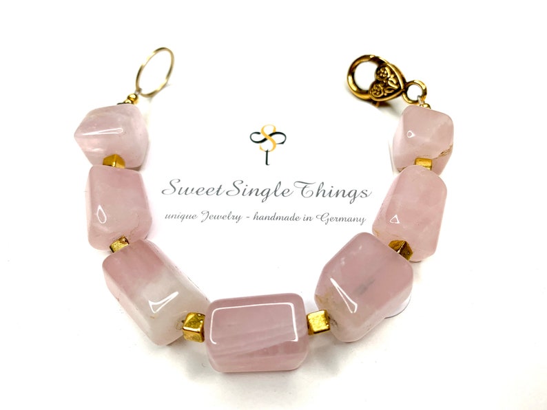 Bracelet bracelet bracelet pearl bracelet rose quartz statement gift gift jewelry jewelry no copy image 5