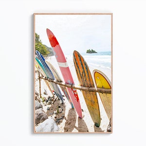 Surfboard Wall Art Print, Coastal Print, Surf Poster, Vintage Surf Print, Beach Print, Tropical Print, Aerial Photography, Surf Wall Decor
