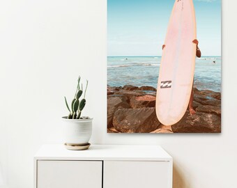Pink Sunset Set of 2 Surf Prints, Coastal Wall Art