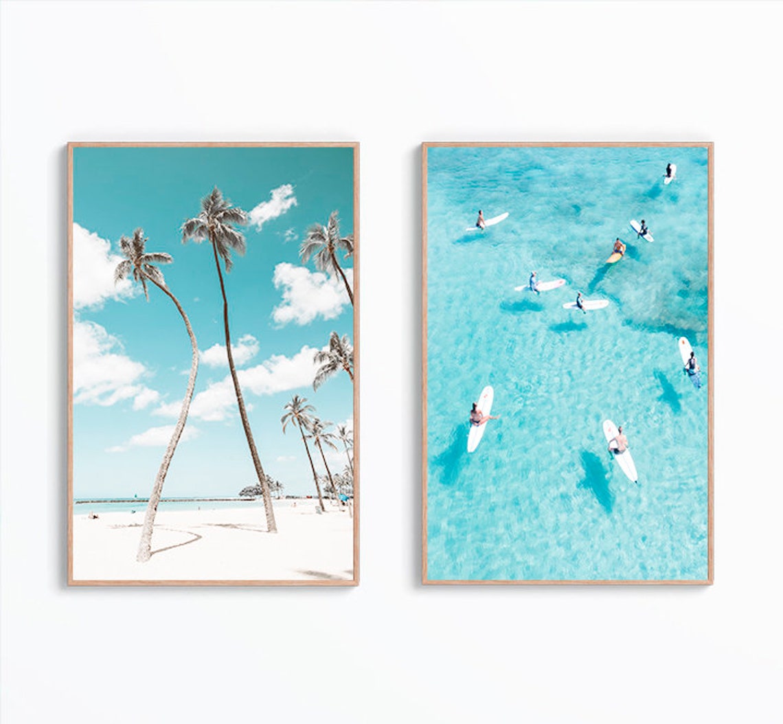 Set of 2 Aerial Beach Wall Art Prints Beach Prints Coastal Etsy