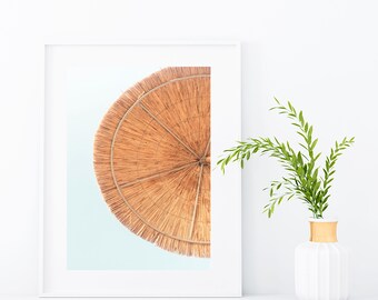 Beach Umbrella Print Wall Art, Coastal Poster, Umbrella Photography, Minimalist Wall Art, Modern Beach Print, Neutral Coastal Digital Print