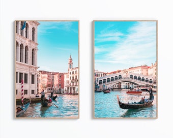 Set Of 2 Venice Wall Art Prints, Italy Prints, Venice Canal Poster, Italy Wall Art, Travel Print, Italy Digital Art, Travel Gallery Wal Art