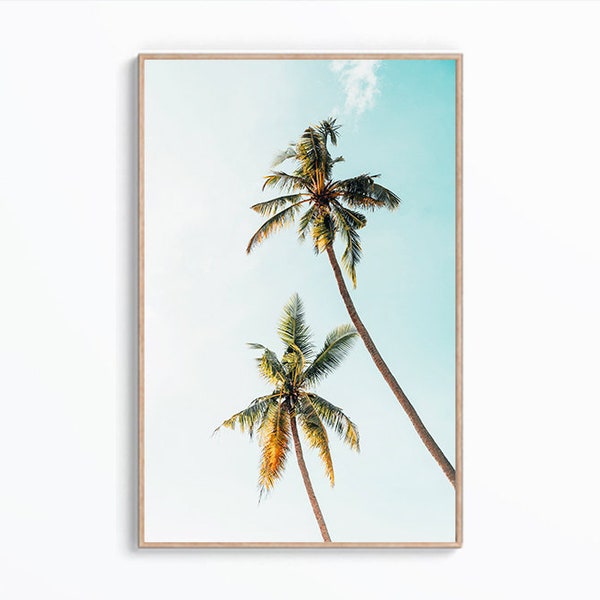 Palm Tree Wall Art Print, Palm Tree Poster, Tropical Wall Art, Beach Poster, Palm Tree Digital Art, Summer Vibes Print, Palm Tree Wall Decor