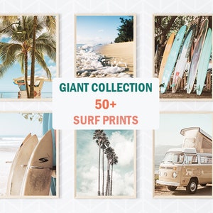 Set of 50+ Coastal Surf Wall Art Prints, California Prints, Coastal Wall Art Print, Ocean Printables, Beach Art Prints, Surf Boho Prints