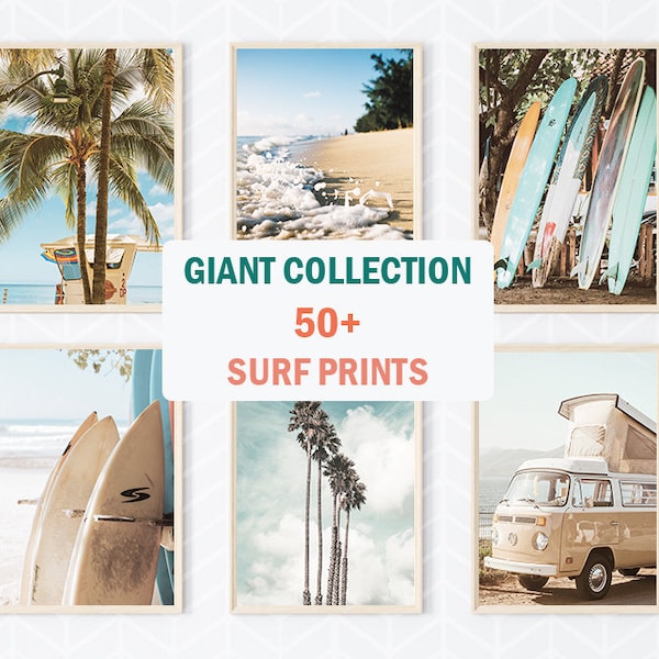 Set van 50 + Coastal Surf Wall Art Prints, California Prints, Coastal Wall Art Print, Ocean Printables, Beach Art Prints, Surf Boho Prints